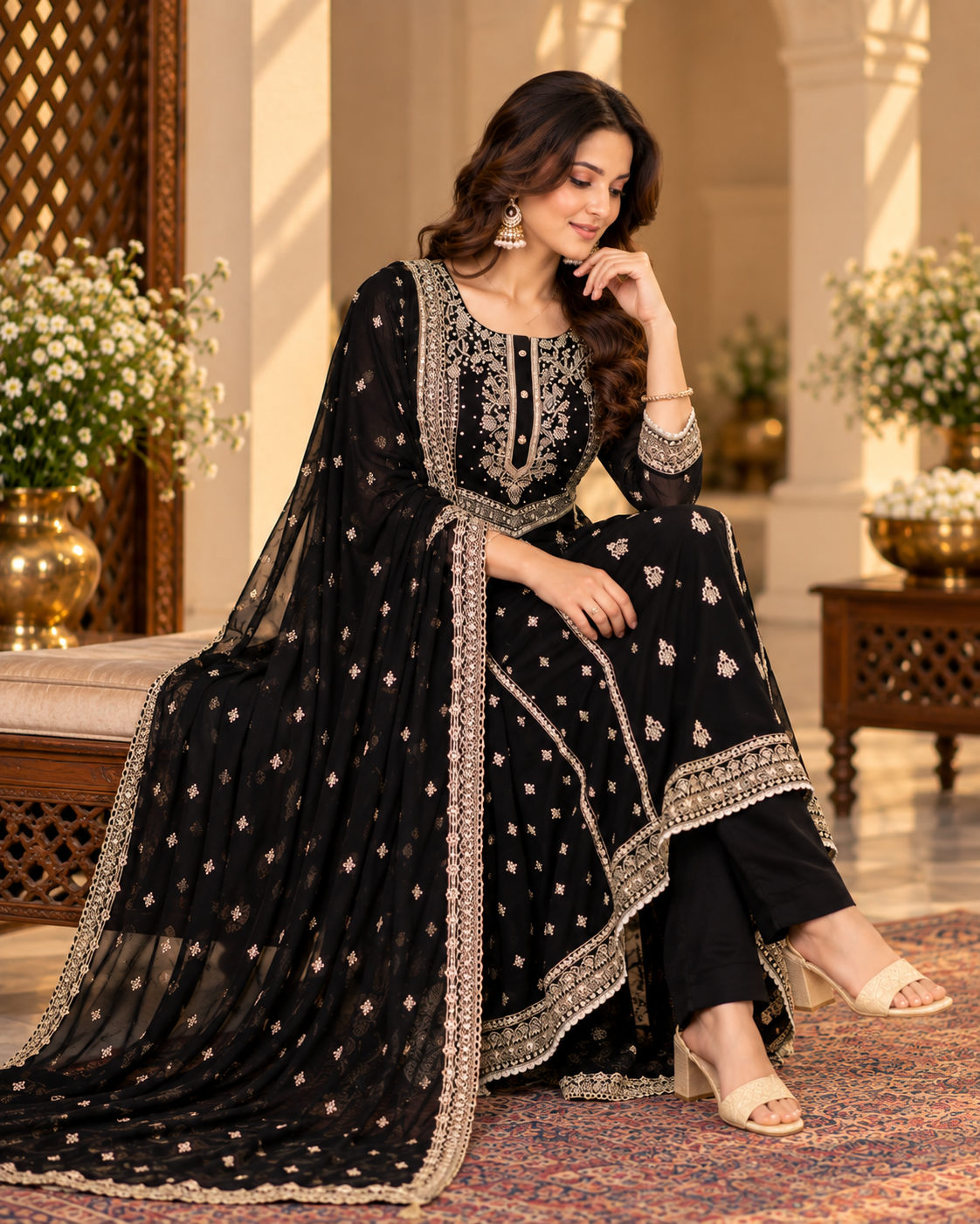 Embroidered Georgette Pant Suit with Dupatta