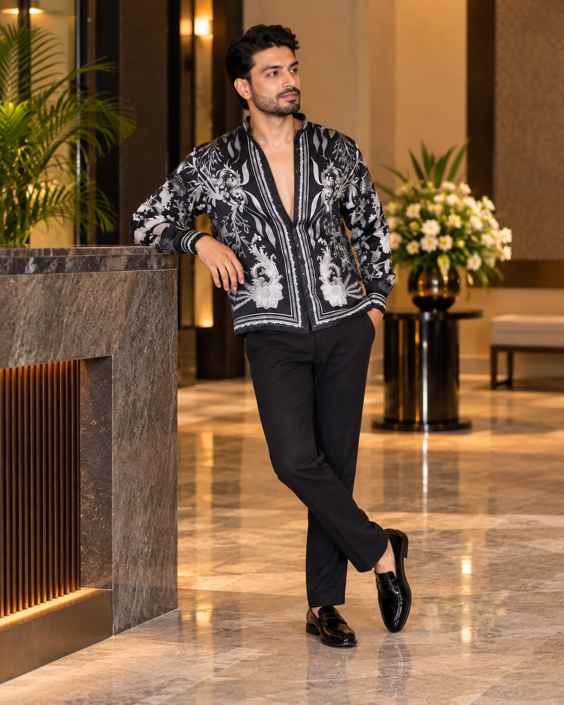Elegant Satin Printed Shirt