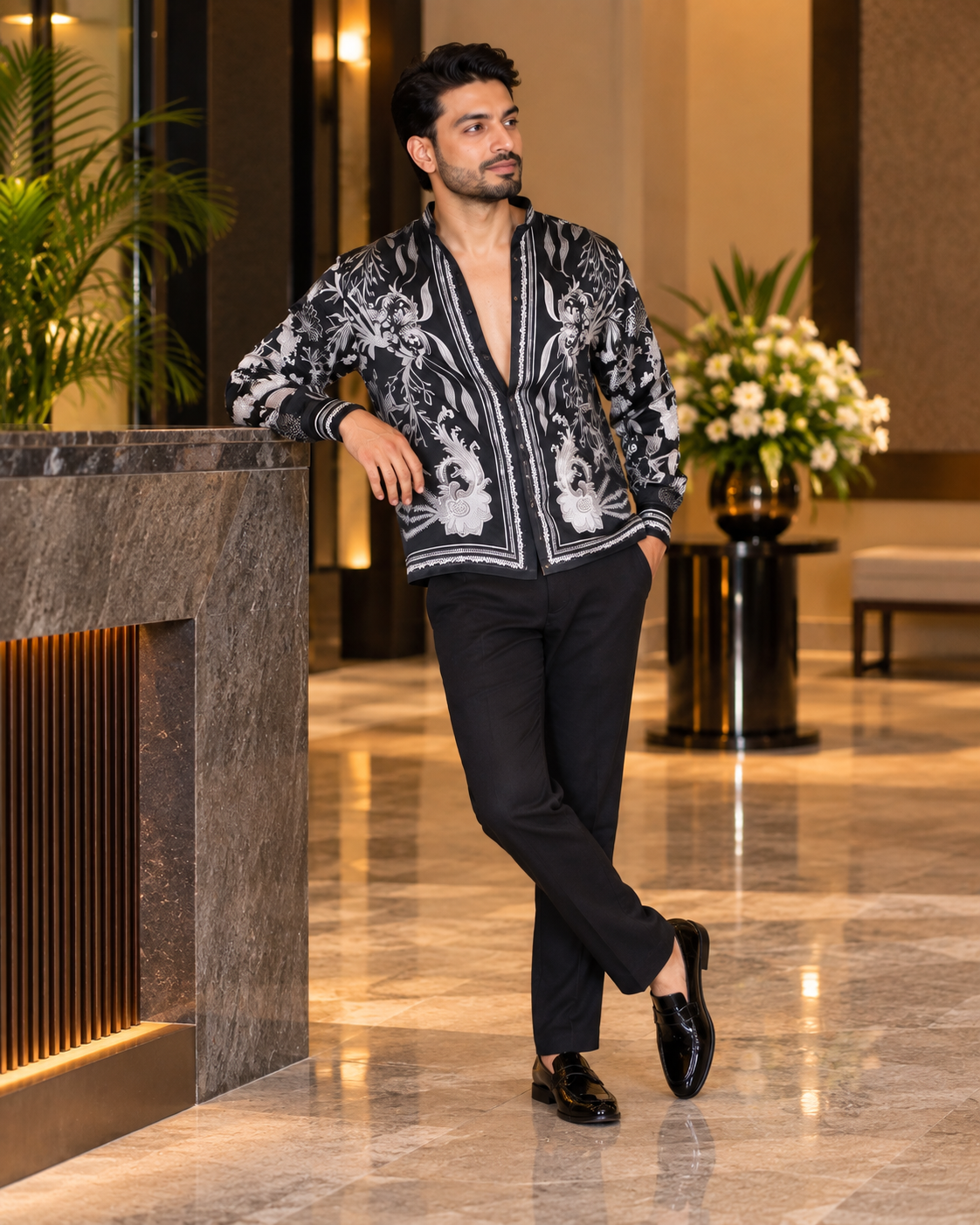 Elegant Satin Printed Shirt