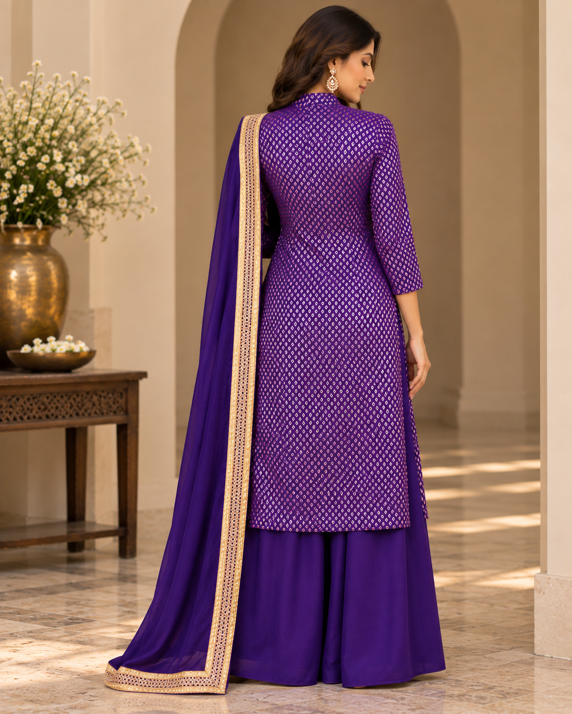 Purple Banarasi Sharara Set