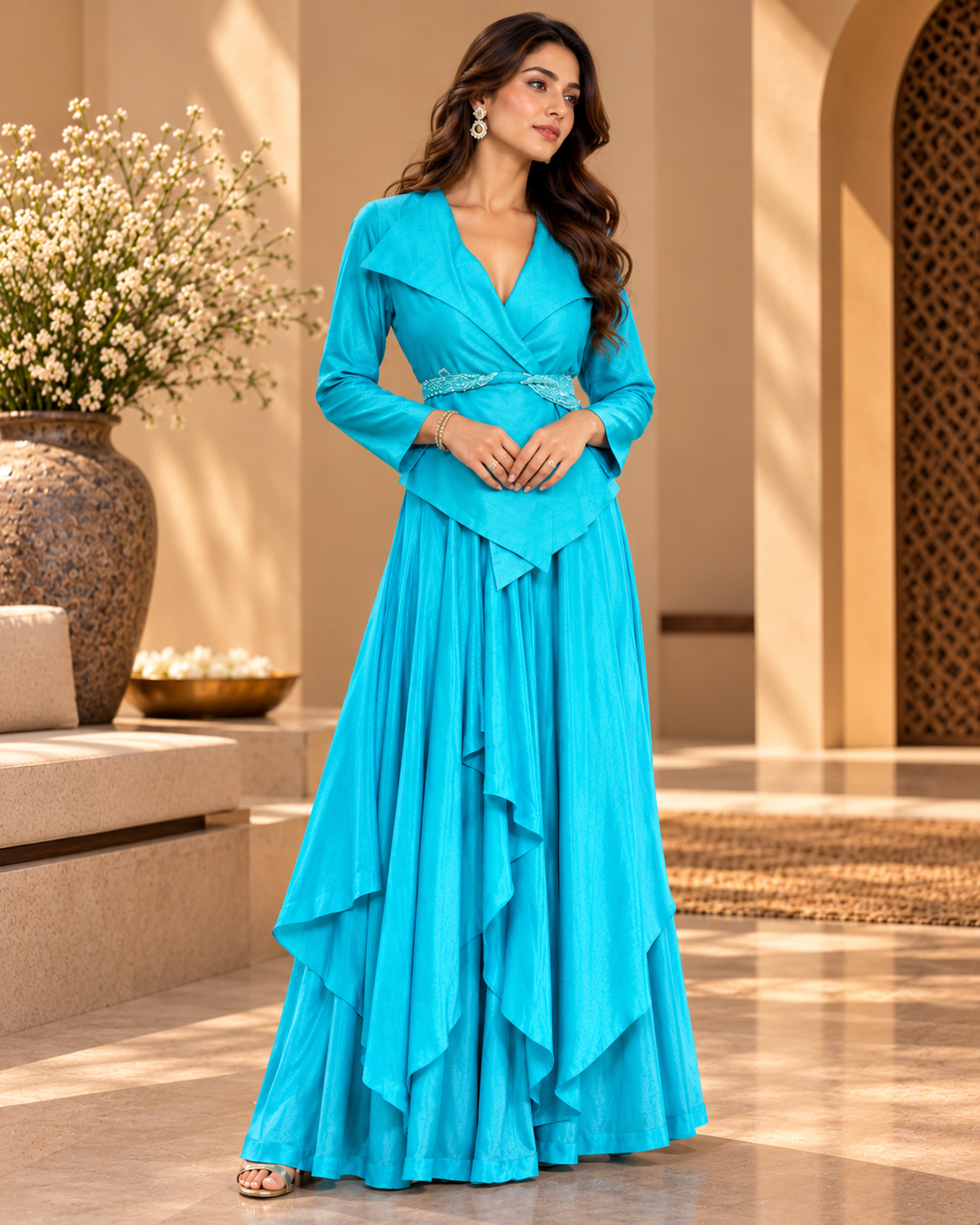 Elegant Raw Silk Skirt Set