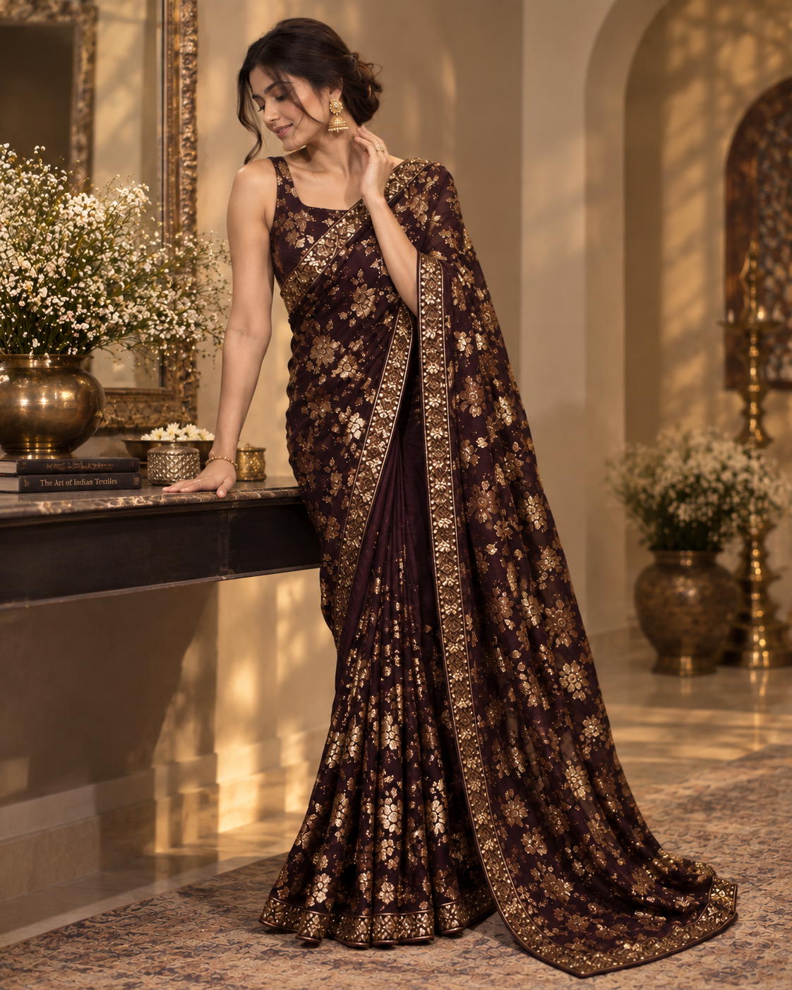 Regal Purple Sequin Saree