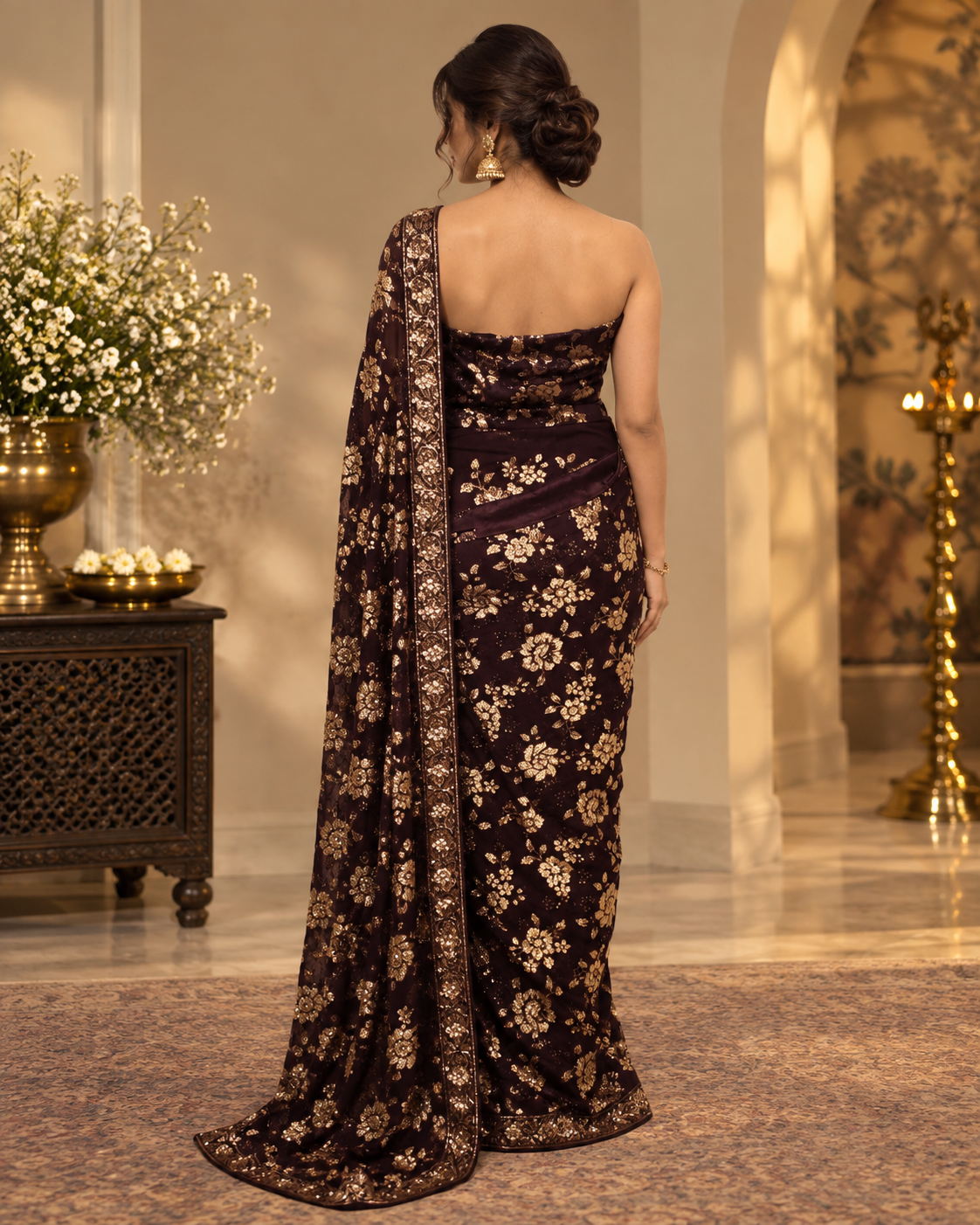 Regal Purple Sequin Saree
