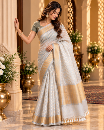 Graceful Golden Banarasi Saree