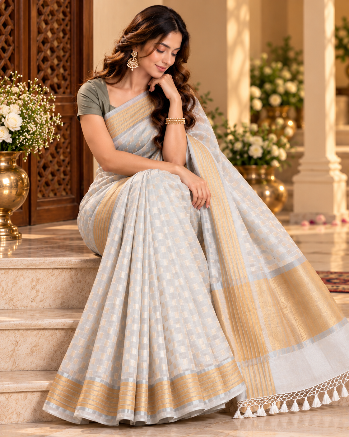 Graceful Golden Banarasi Saree
