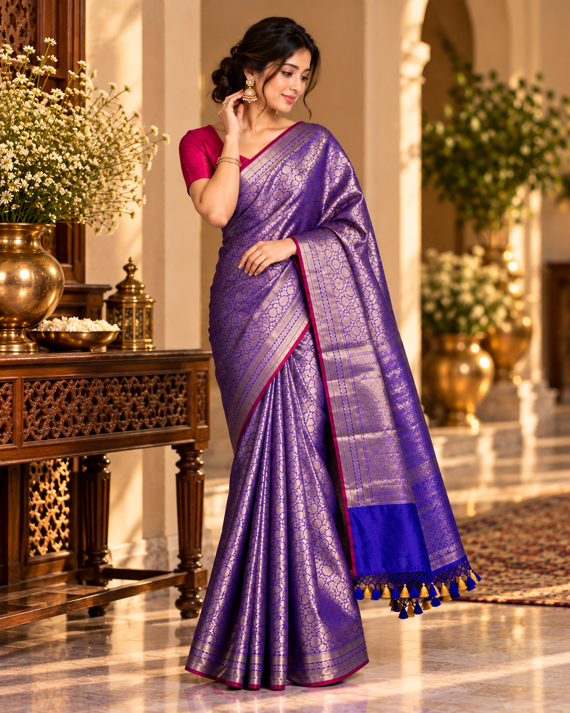 Purple Katan Silk Saree