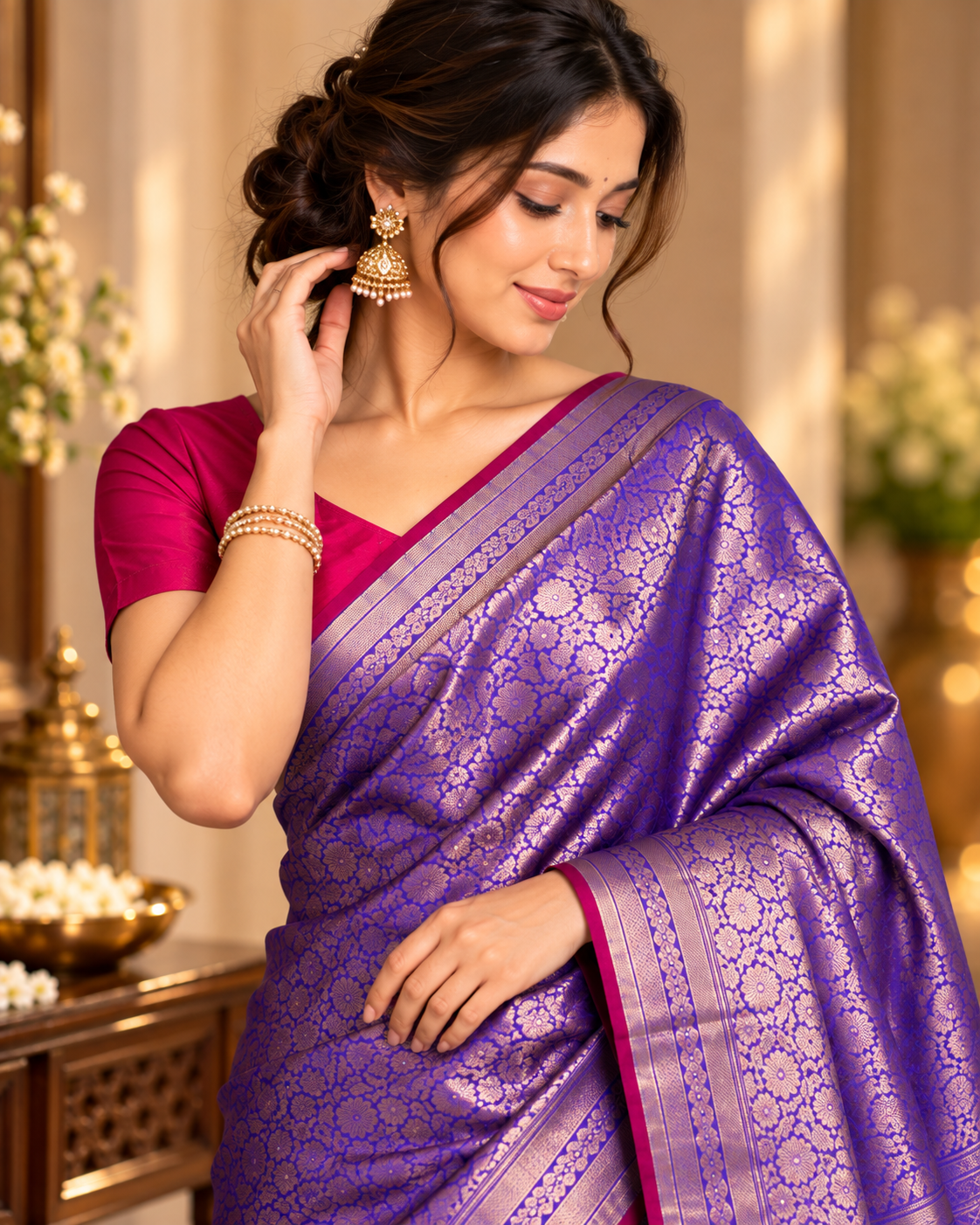 Purple Katan Silk Saree