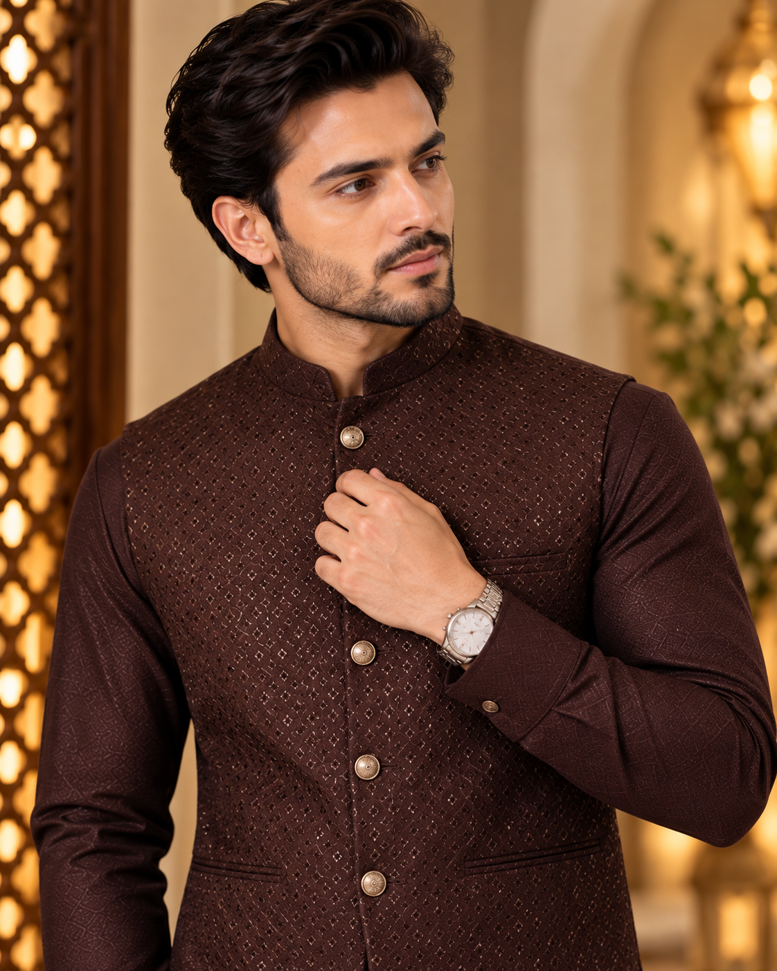 Embroidered Jacket Kurta and Pant