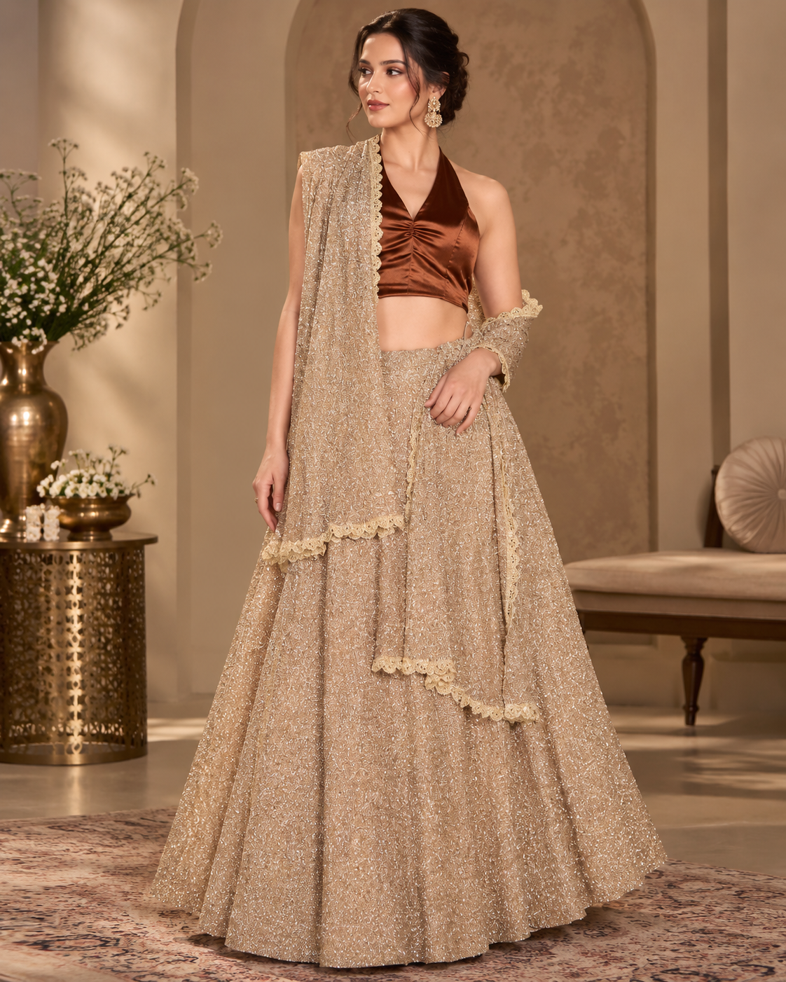 Golden Lurex Lehenga Set
