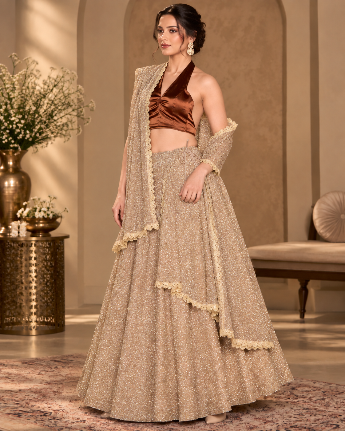 Golden Lurex Lehenga Set