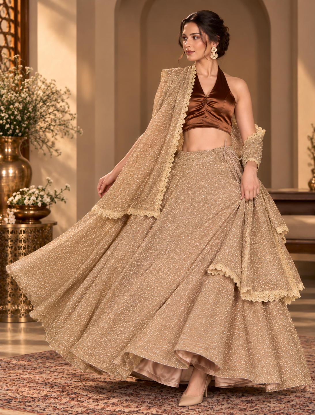 Golden Lurex Lehenga Set