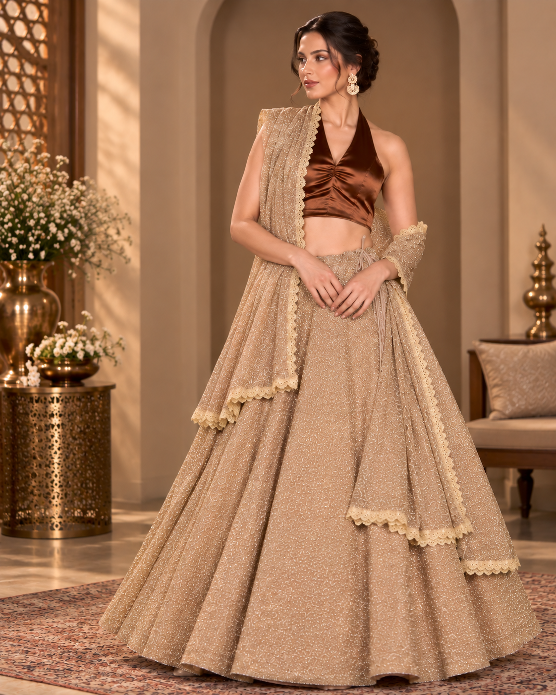 Golden Lurex Lehenga Set