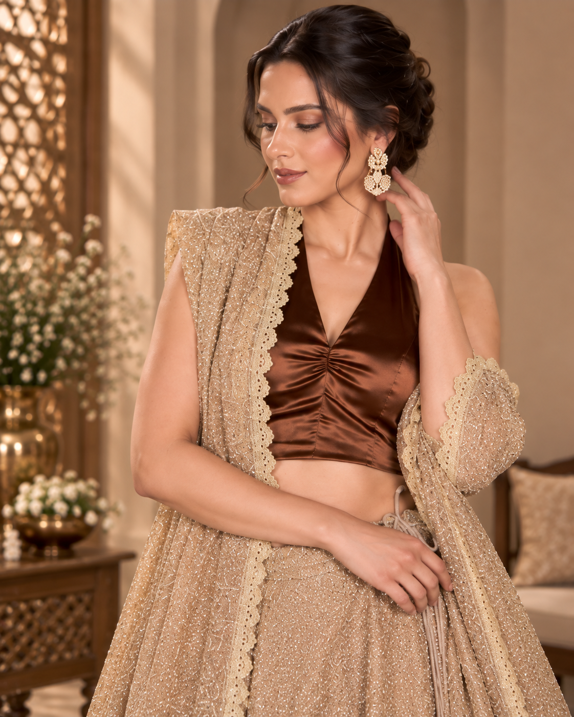 Golden Lurex Lehenga Set