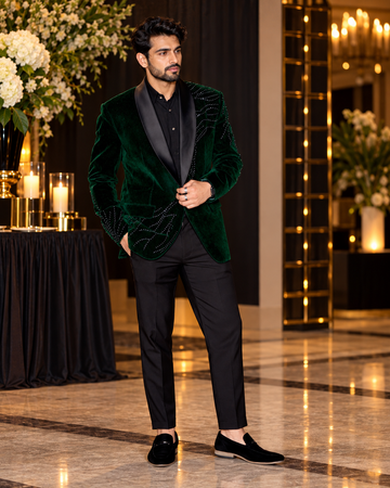 Velvet Green Embroidered Tux