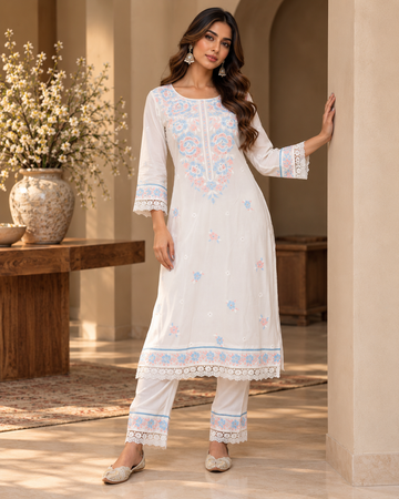 Cotton Shirt with Lace Pants