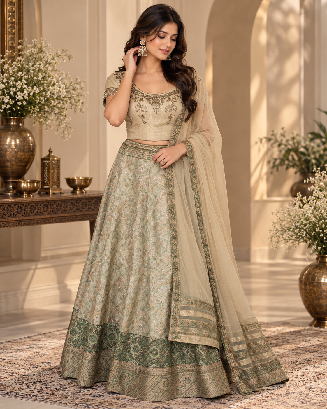 Golden Fish Cut Lehenga Set