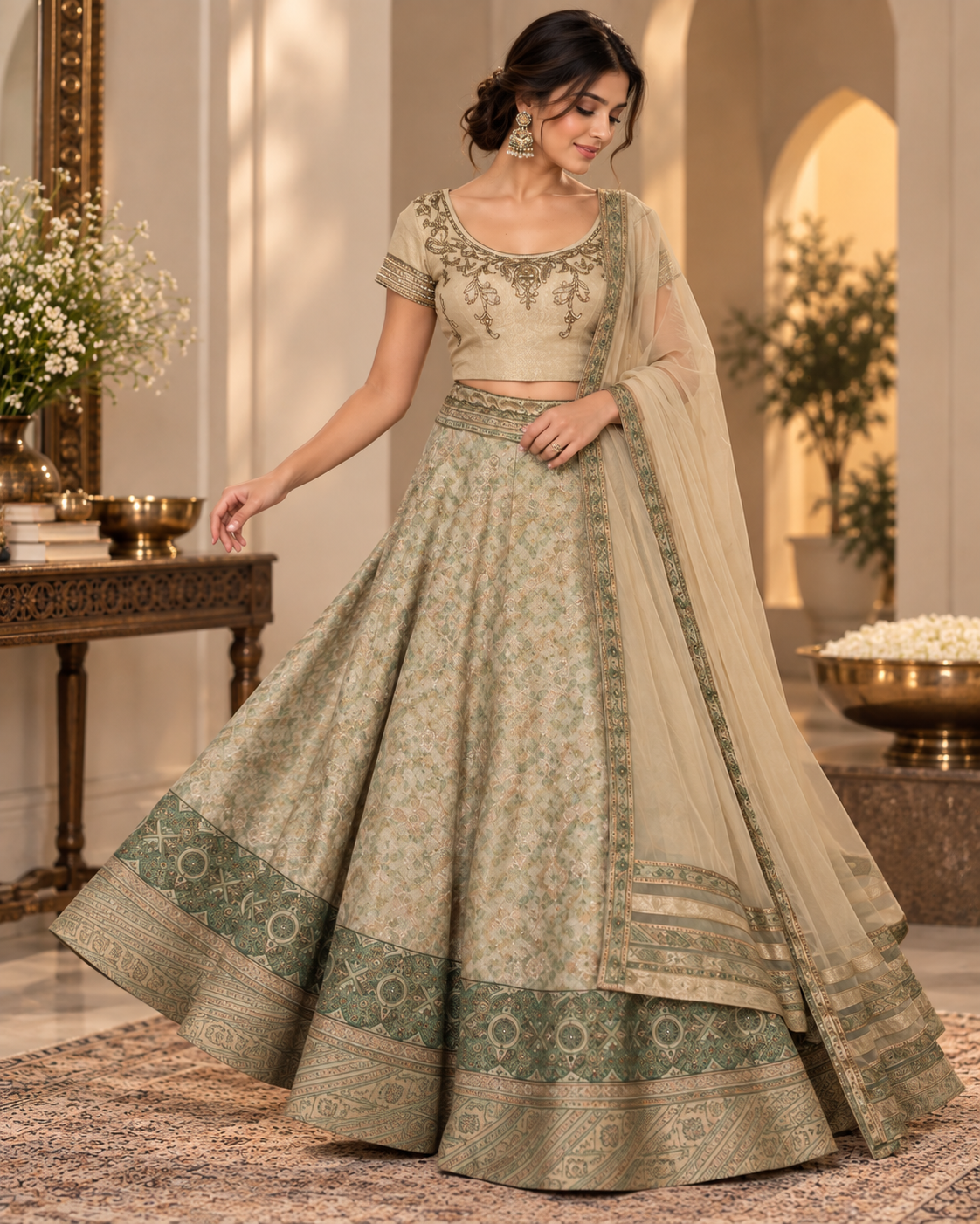 Golden Fish Cut Lehenga Set