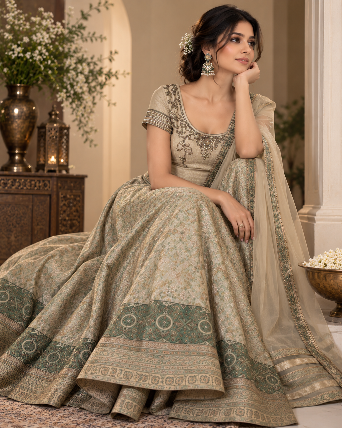 Golden Fish Cut Lehenga Set