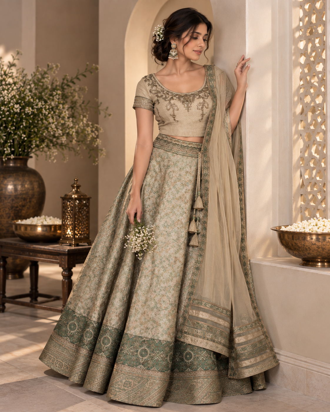 Golden Fish Cut Lehenga Set