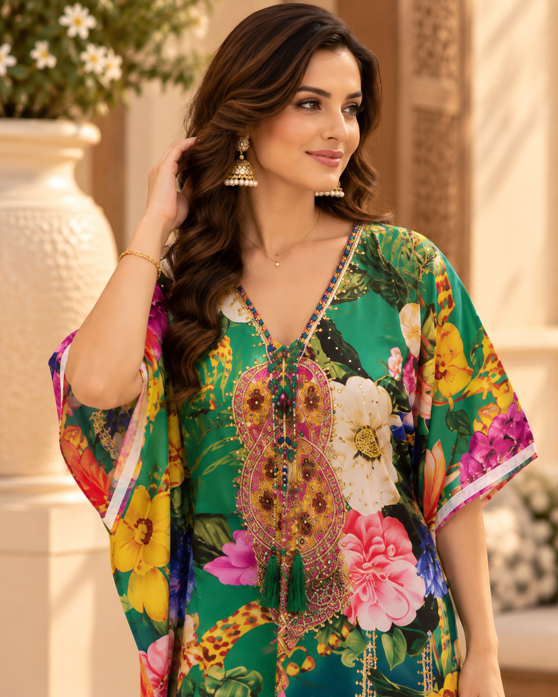 V Neck Kaftan With Dori