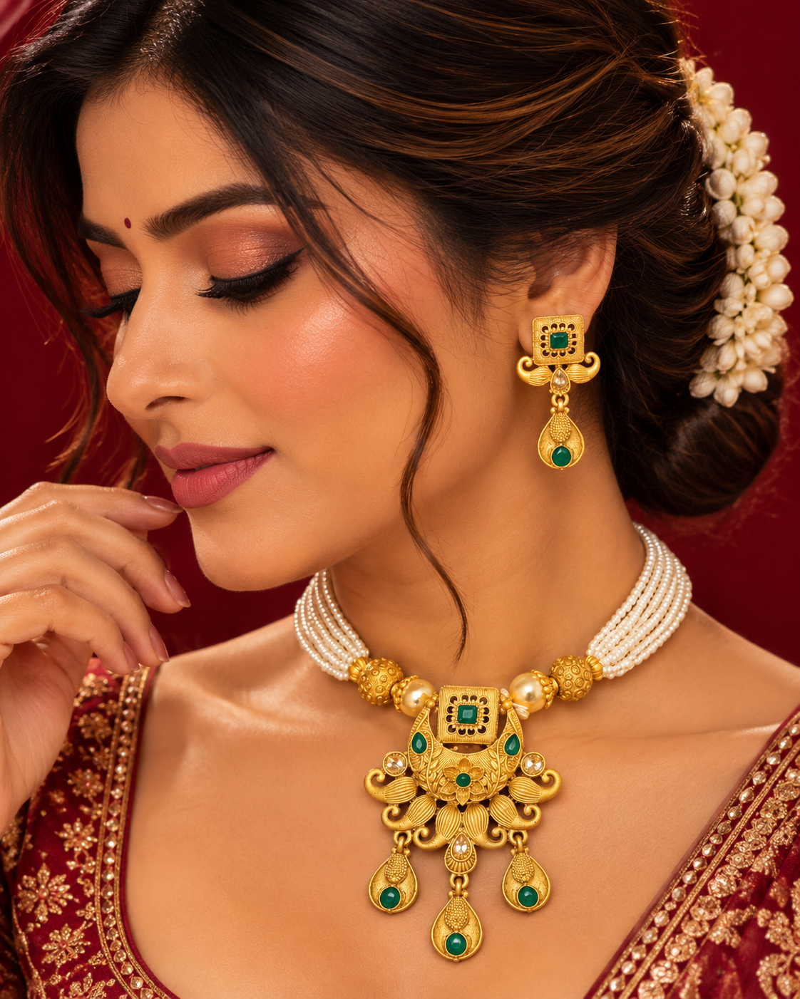 Elegant Golden Pearl Jewellery