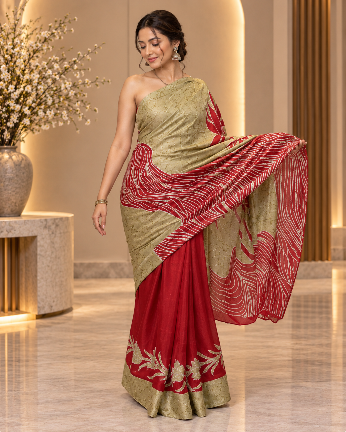 Satin Silk Morden Printed Saree
