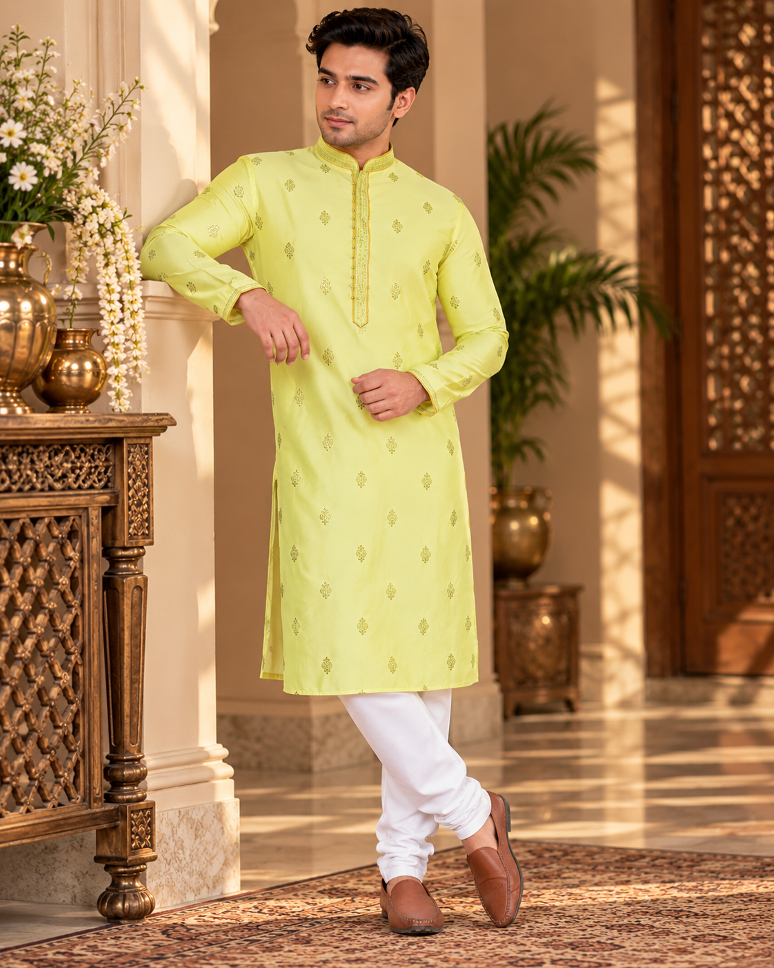 Cotton Mirror Work Kurta Pajama Set