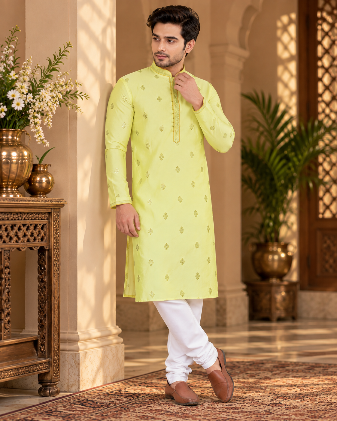 Cotton Mirror Work Kurta Pajama Set