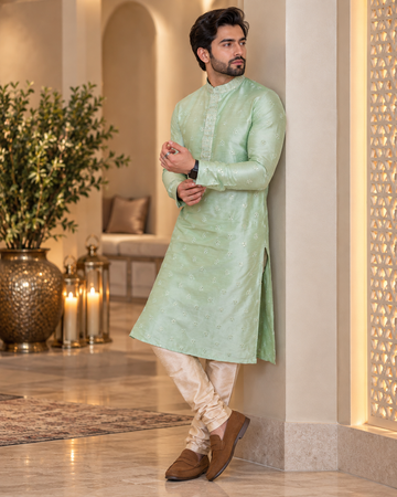 Elegant Mirror Work Kurta with Churidar