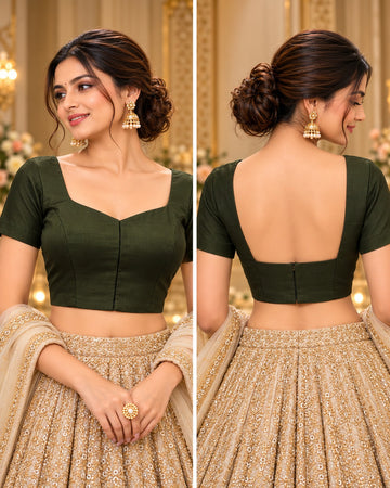 Military Green Silk Blouse