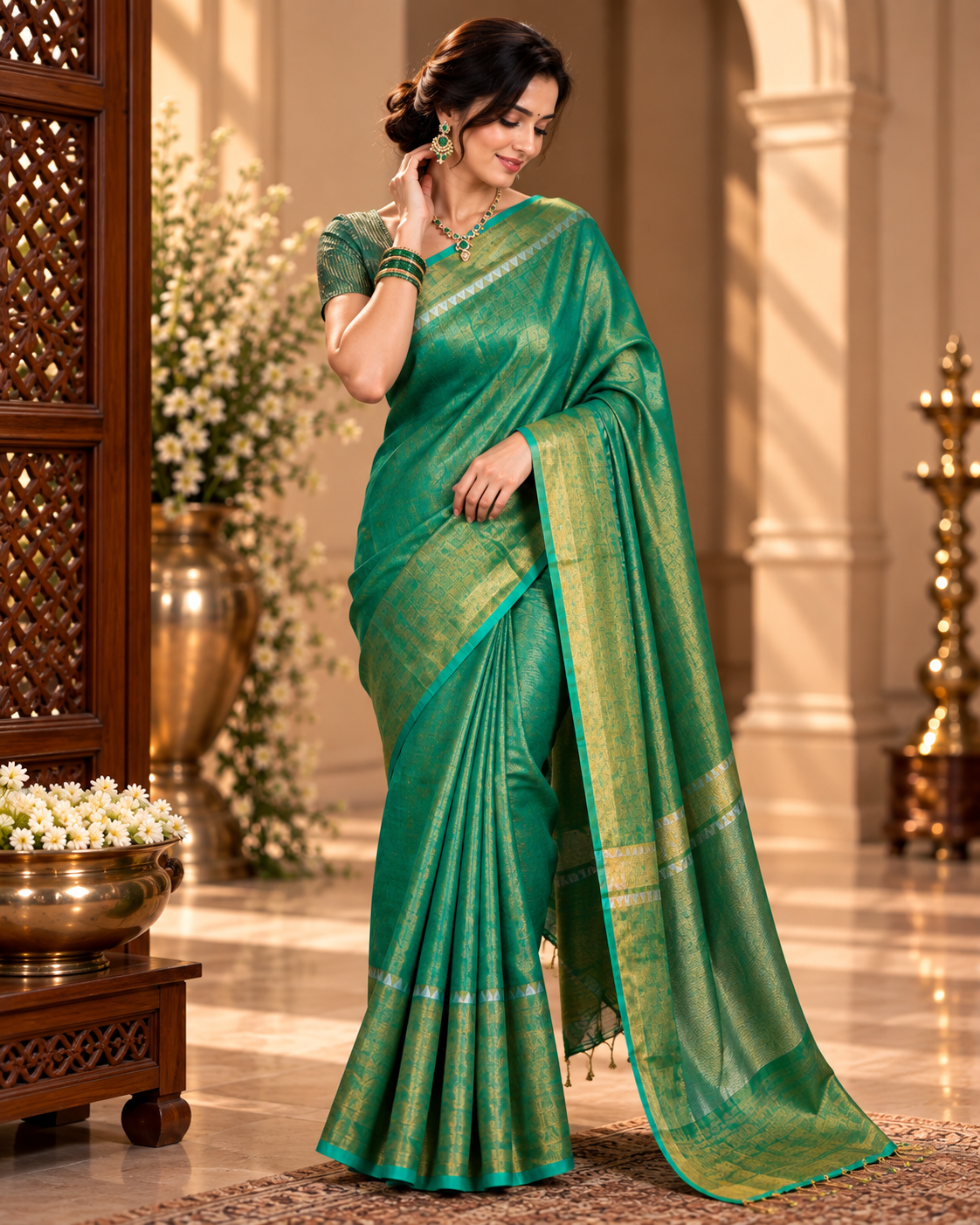 Linen Shimmer Saree