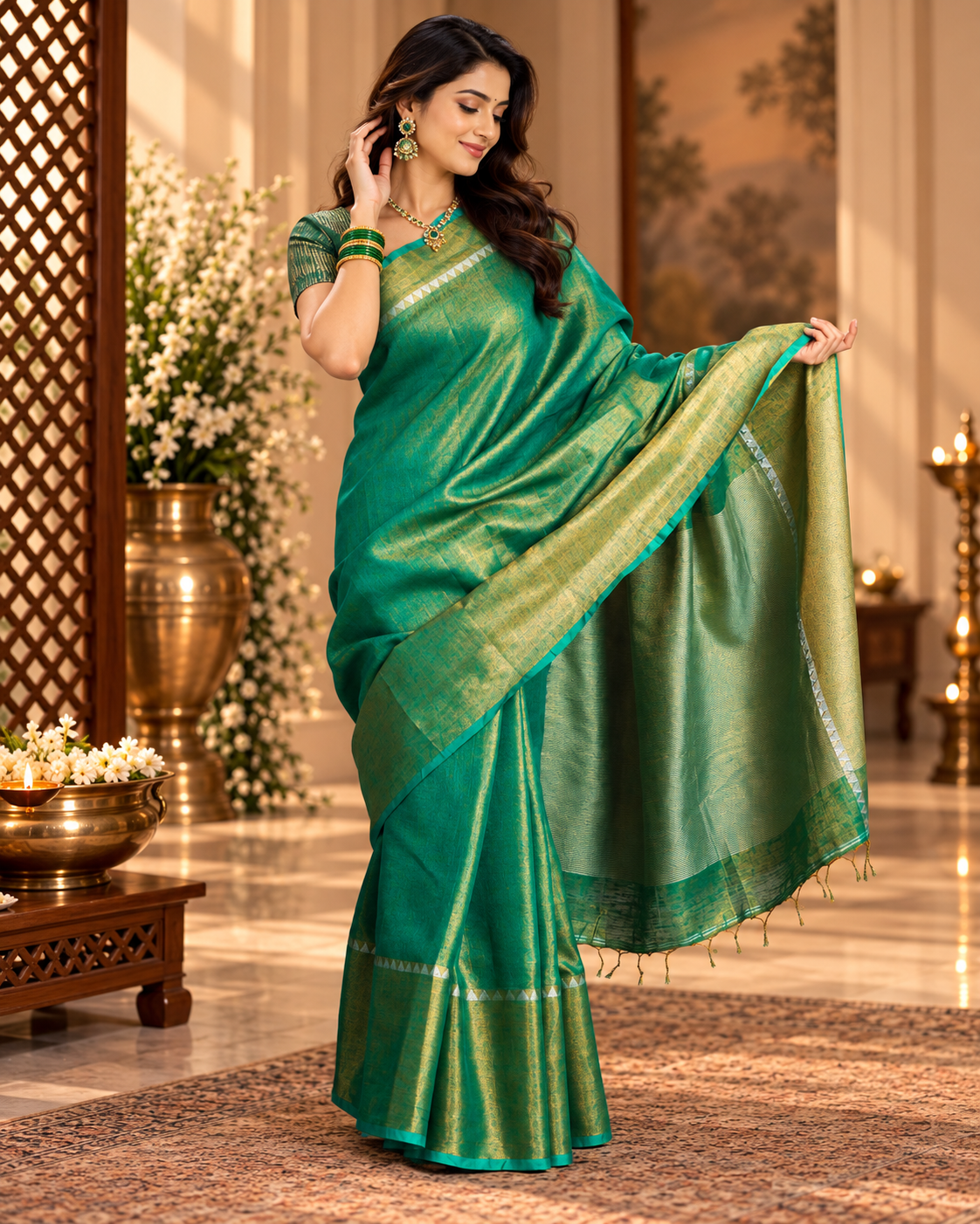 Linen Shimmer Saree