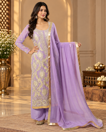 Embroidered Georgette Sharara Set