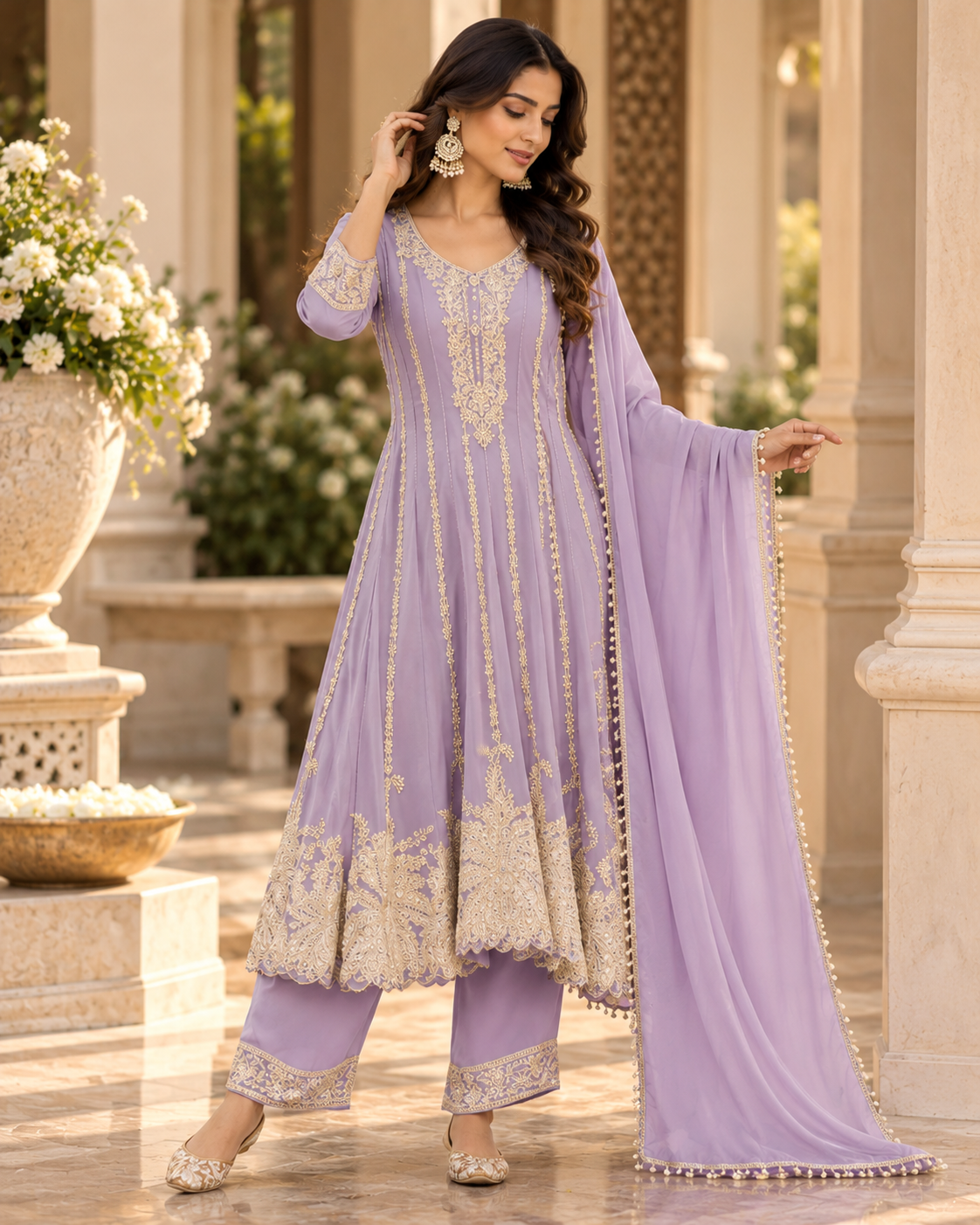 Elegant Beaded Anarkali Ensemble