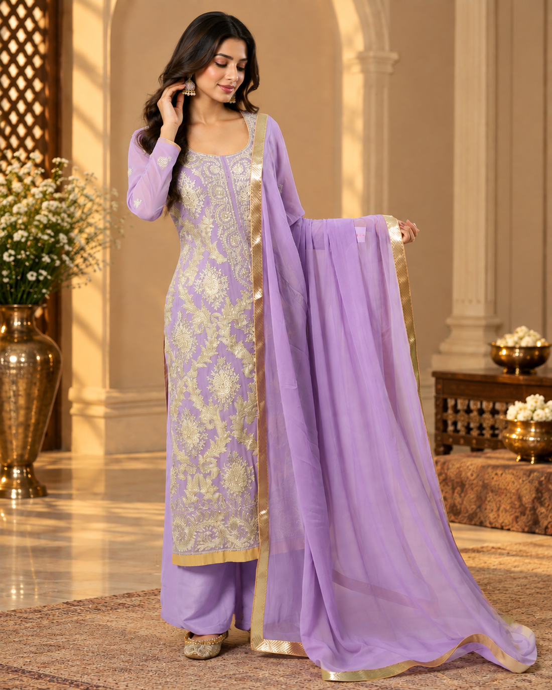 Embroidered Georgette Sharara Set