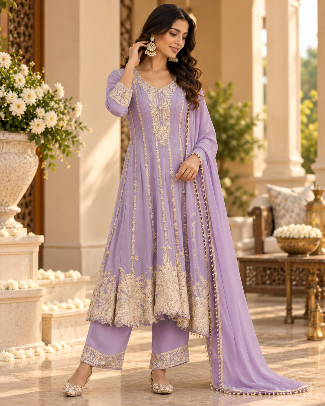 Elegant Beaded Anarkali Ensemble