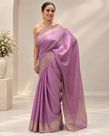 Lavendar Banarasi georgette saree