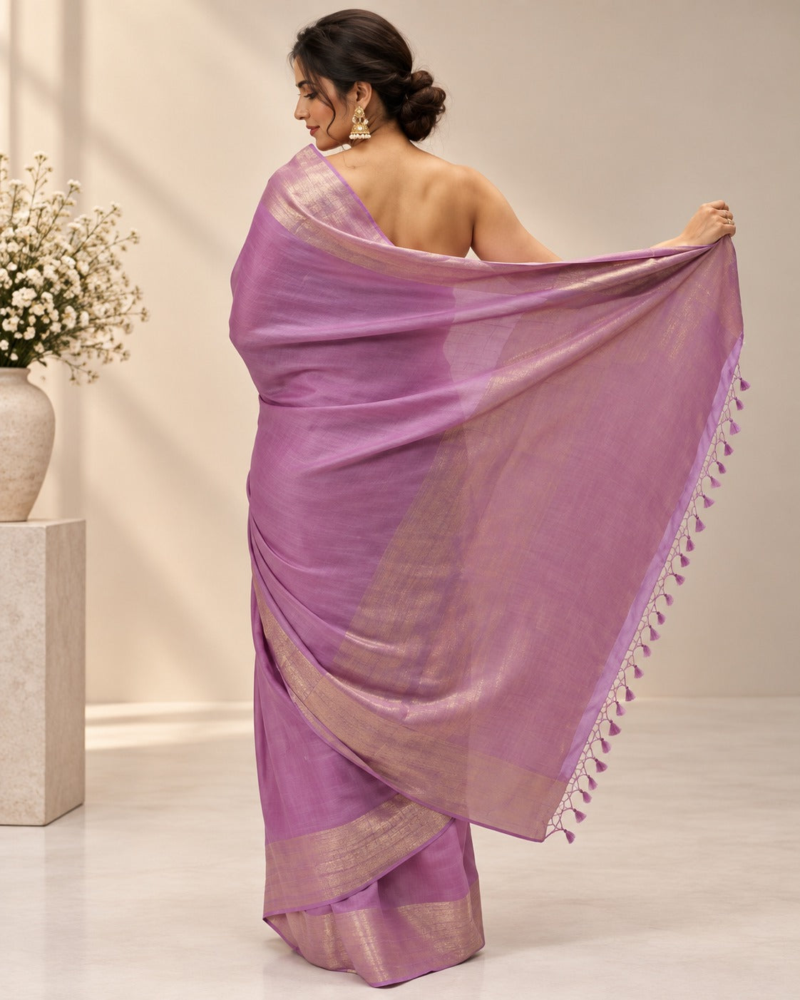 Lavendar Banarasi georgette saree