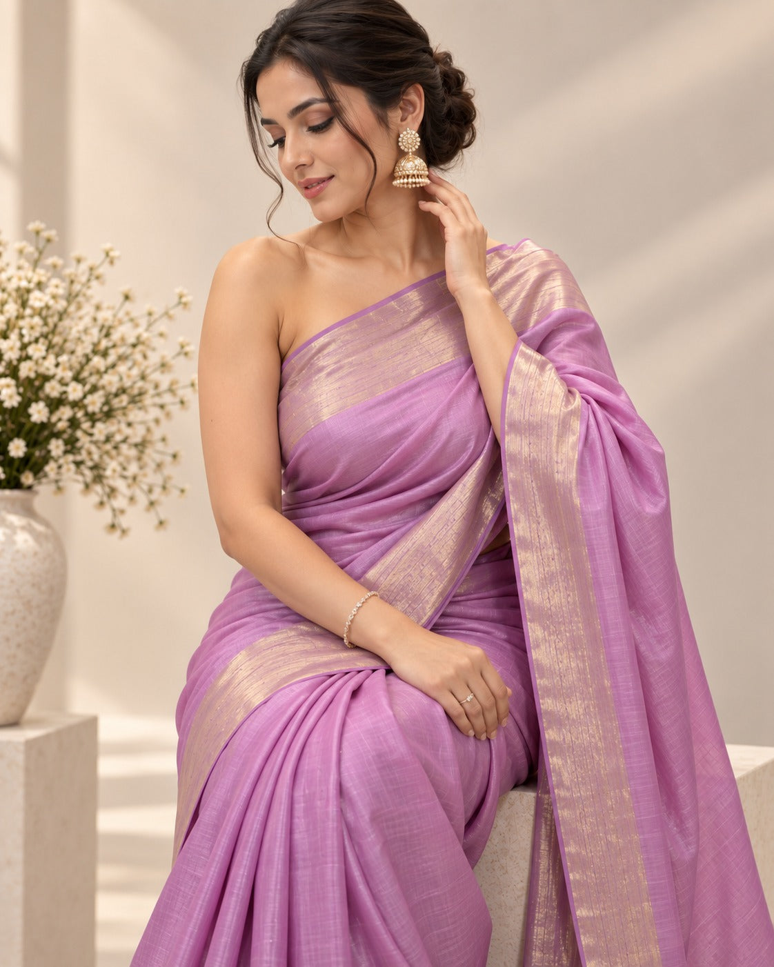 Lavendar Banarasi georgette saree