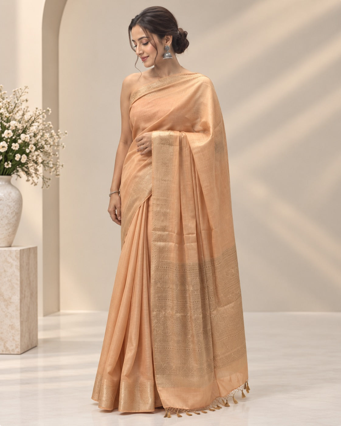 Orange Banarasi georgette saree