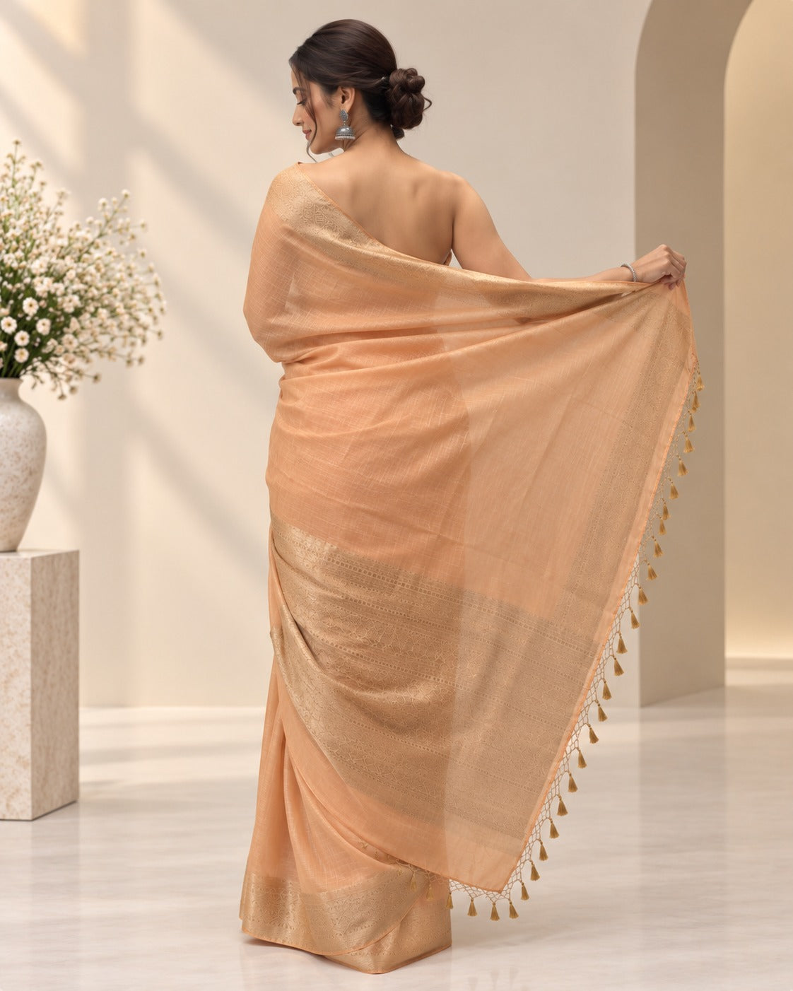 Orange Banarasi georgette saree