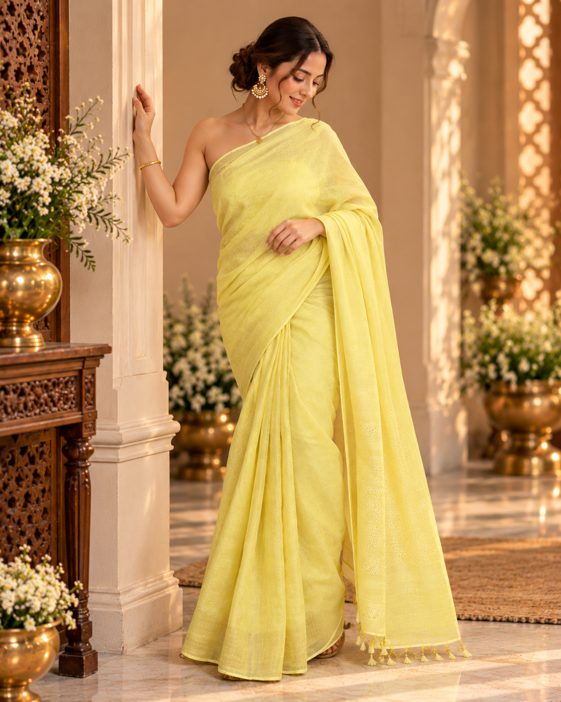 Yellow Banarasi Georgette