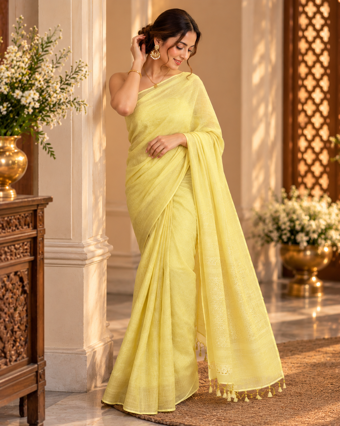 Yellow Banarasi Georgette