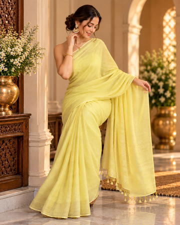 Yellow Banarasi Georgette