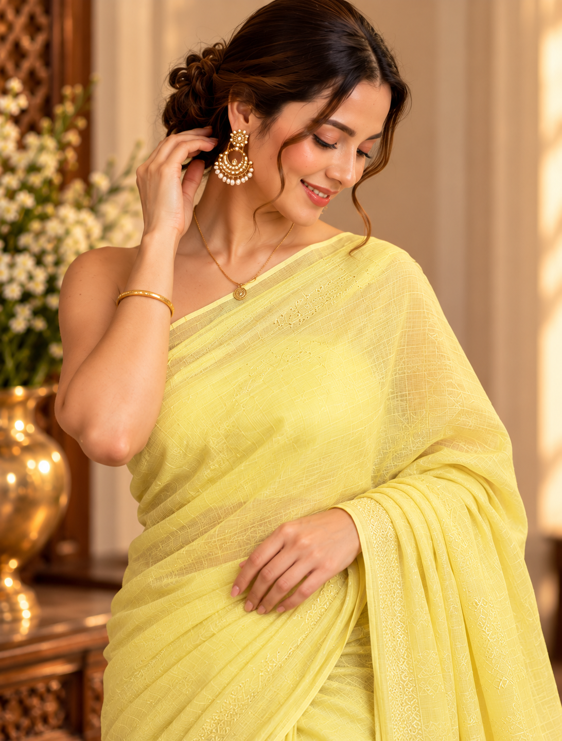 Yellow Banarasi Georgette