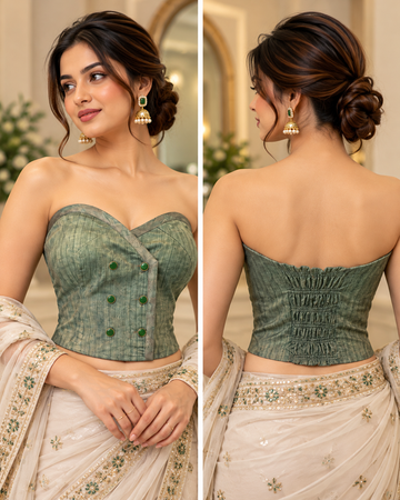Green Silk Corset Blouse