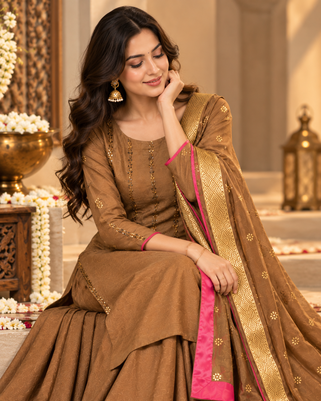Brown Sharara Suit Set