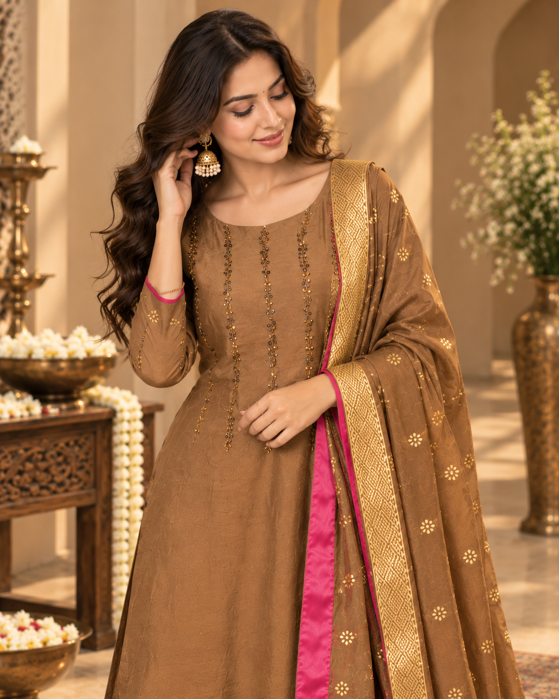 Brown Sharara Suit Set