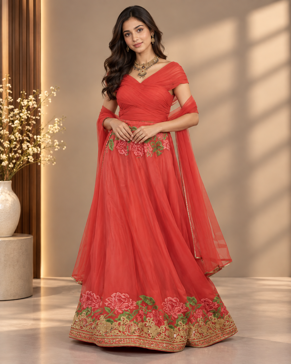 Soft Silk Cross Stitch Lehenga