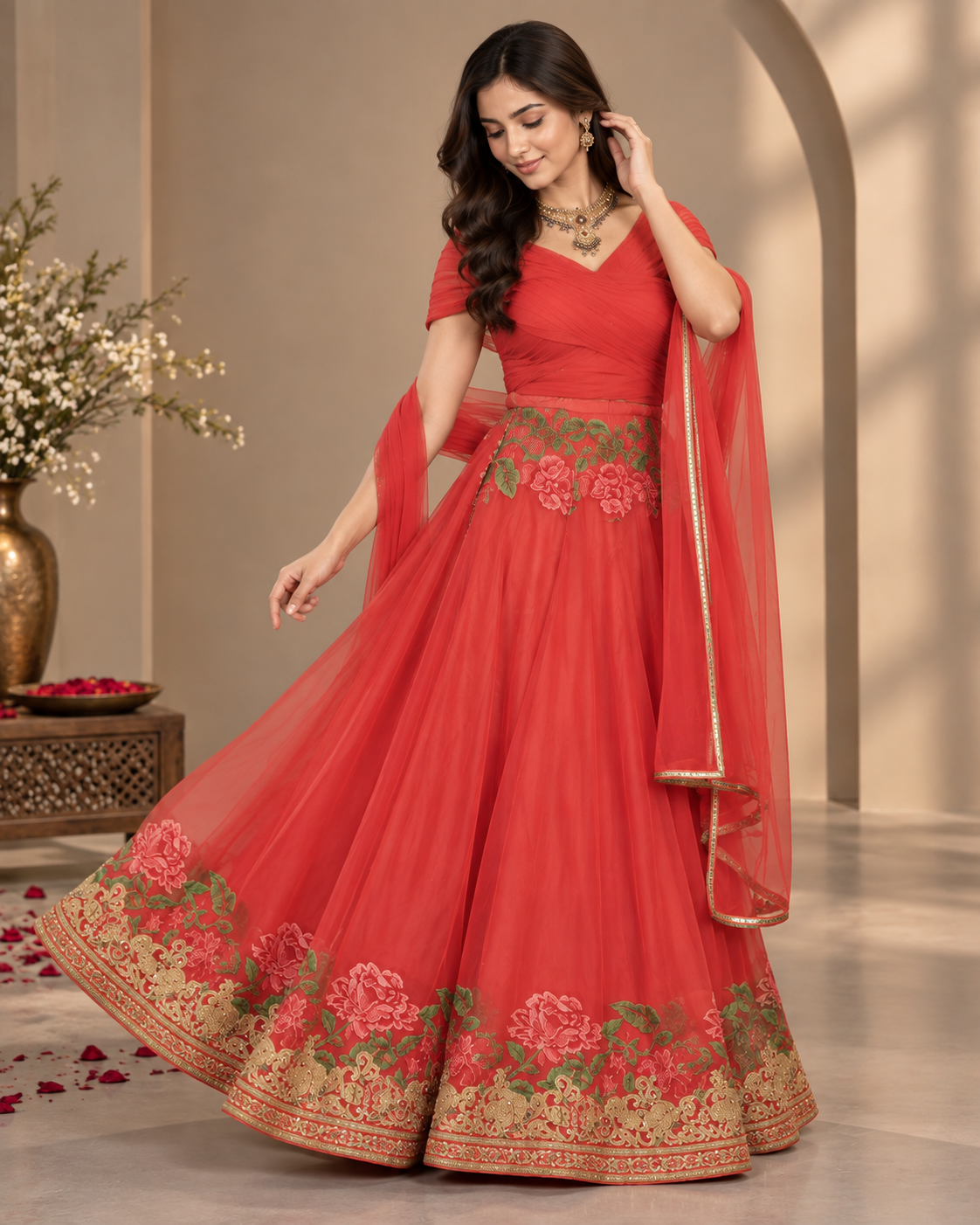 Soft Silk Cross Stitch Lehenga